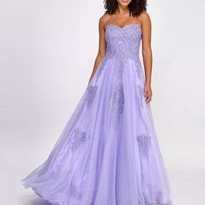 SAY YES Juniors' Strapless Embellished Ballgown Periwinkle/Lilac Size 13/14